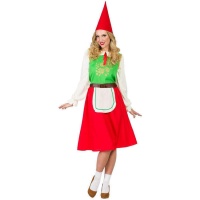 Disfraz de gnomo rojo y verde para mujer
