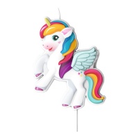 Vela 3D de unicornio con alas de 8 x 6,2 cm - Dekora