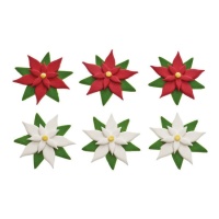 Figuras de azúcar de flores rojas y blancas - Decora - 6 unidades