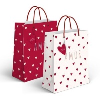 Bolsa regalo de 45 x 33 x 10 cm de Amor rojas y blancas - 1 unidad