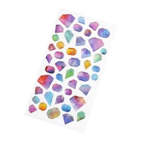 Pegatinas 3D de formas de diamantes multicolor pastel - 1 hoja