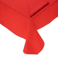Mantel de tela de 3,00 x 1,50 m rojo Lurex con 4 servilletas