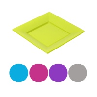 Platos de 17 cm cuadrados de plástico de colores- 4 unidades