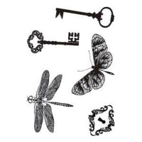 Sellos acrílicos de mariposas y llaves - Artis decor