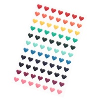 Pegatinas 3D de formas de corazones multicolor con brillo - 77 piezas