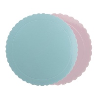 Base para tarta redonda de 30 x 30 x 0,3 cm azul y rosa - Dekora