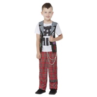 Disfraz de rockero punky con pantalón de cuadros para niño