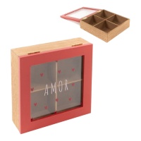 Caja para té Amor - 4 compartimentos