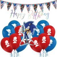 Pack de decoración para fiesta de Sonic - 19 piezas