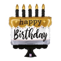 Globo de tarta con velas de Happy Birthday de 56 x 71 cm - Grabo