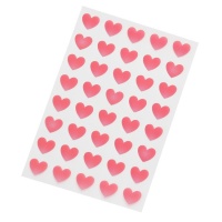 Pegatinas de formas de corazones lisos rosa de 1,9 cm - 40 piezas