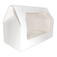 Caja para 2 cupcakes blanca con ventana de 18,5 x 9 x 8 cm - Pastkolor