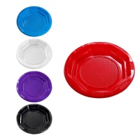 Platos de 13,5 cm redondos de plástico de colores - 20 unidades