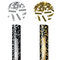 Cañón confetti metalizado en dos colores de 30 cm