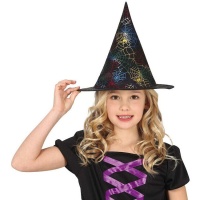 Sombrero de bruja de telaraña de colores infantil