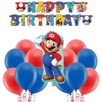 Pack de decoración para fiesta de Mario Bros - 22 piezas