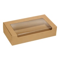 Caja para bollería kraft con ventana de 18 x 9 cm - 1 unidad