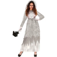 Disfraz de novia cadáver fantasma con velo para mujer