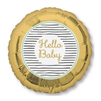 Globo redondo con borde dorado de Hello Baby de 43 cm - Anagram