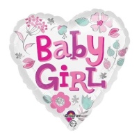 Globo de Baby Girl corazón con flores de 43 cm - Anagram