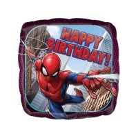 Globo de Spiderman de Happy Birthday cuadrado de 43 cm - Anagram
