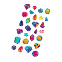 Pegatinas 3D de formas de diamantes multicolor - 1 hoja