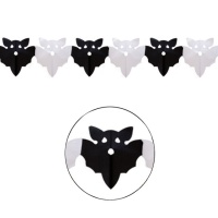 Guirnalda de papel de murciélagos blancos y negros