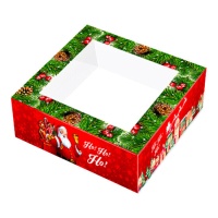 Caja para tarta decorada de Santa Claus de 28 x 28 x 7,5 cm - 1 unidad