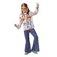 Disfraz de hippie con estampado colorido infantil