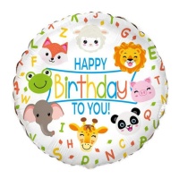 Globo de animales de Happy Birthday to you de 45 cm