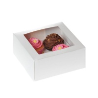 Caja para 4 cupcakes blanca de 18 x 18 x 9 cm - House of Marie - 2 unidades