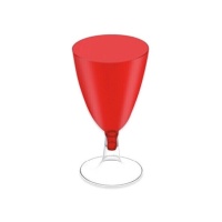 Copa de 170 ml de plástico roja con pie transparente - 3 unidades