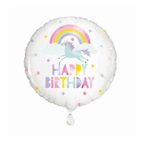 Globo de unicornio arcoíris de Happy Birthday de 45,7 cm - Unique