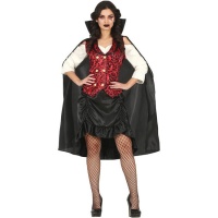 Disfraz de vampiresa corto con capa para mujer