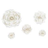 Flores decorativas de papel blancas - 5 unidades
