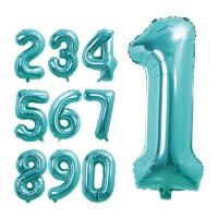 Globo de número azul turquesa de 80 cm
