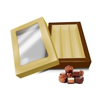 Caja para bombones dorada grande de 21,5 x 14,5 x 3,5 cm - Pastkolor