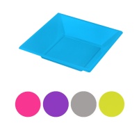 Platos hondos de 17 cm cuadrados de plástico de colores - 4 unidades