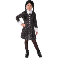 Disfraz de Miércoles Addams en vestido infantil