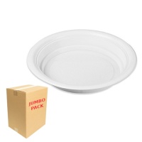 Platos hondos de 20,5 cm redondos de plástico blanco - 1000 unidades