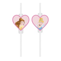 Pajitas de Princesas Disney de 22 cm - 4 unidades