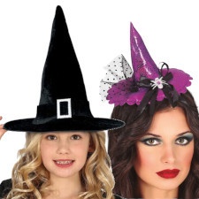 Sombreros y diademas de bruja