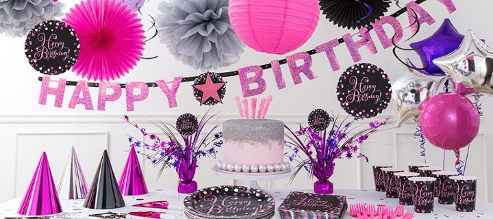  Decoración de cumpleaños Pink Birthday - Esenciales de Pink Birthday para la mesa 1