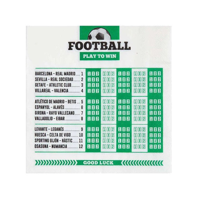 Vista principal del servilletas de quiniela de fútbol de 16,5 x 16,5 cm - 30 unidades en stock