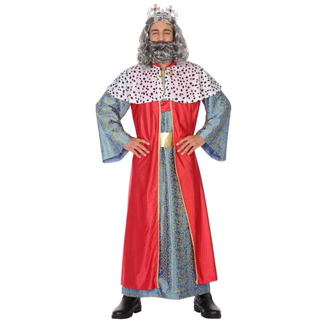 Vista frontal del disfraz de Rey Mago 3 colores en stock