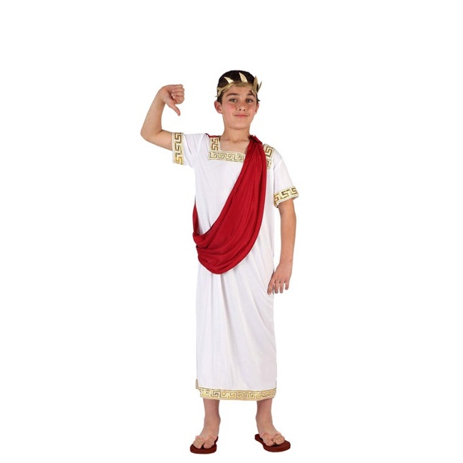 Vista frontal del disfraz de César en tallas 3 a 12 años