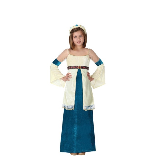 Vista principal del disfraz de dama medieval elegante infantil en tallas 3 a 12 años