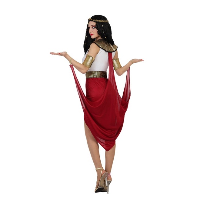 Foto lateral/trasera del modelo de egipcio elegante rojo