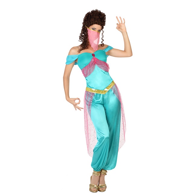 Vista delantera del disfraz de bailarina de danza árabe disponible también en talla XL