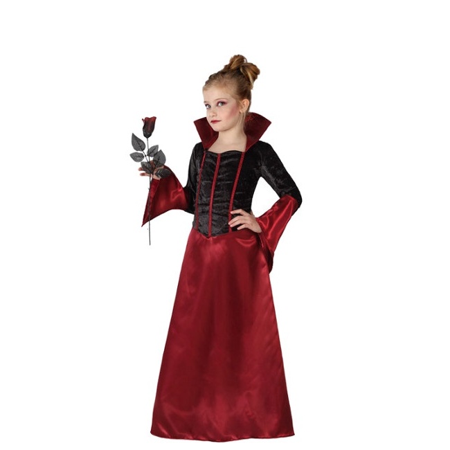 Vista principal del disfraz de vampiresa de la noche en tallas 3 a 12 años